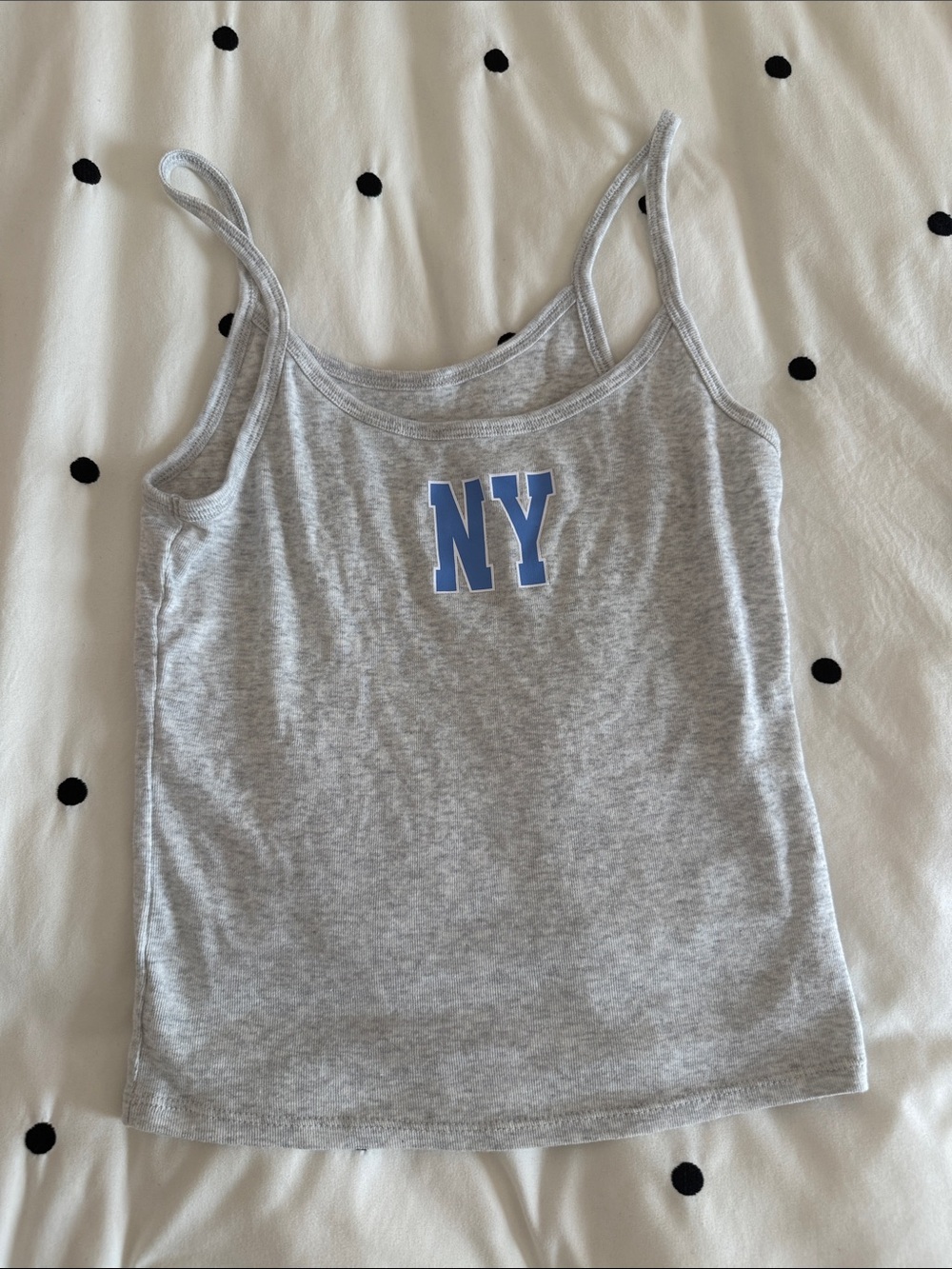 No Boundaries Gray Cami with Blue NY Graphic